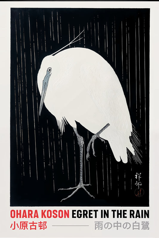 Egret in the Rain – Ohara Koson